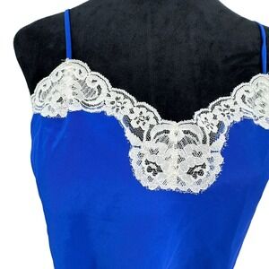 Vintage Victorias‎ Secret Cami Tank Top Women L Lace Blue Whimsical Romantic